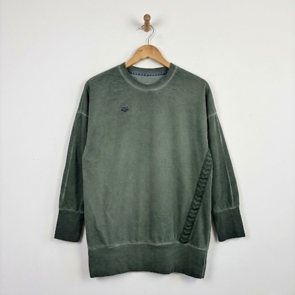 Arena Icons Oversize Crew‎ Sweatshirt Womens Small Sage Green Logo 005592
